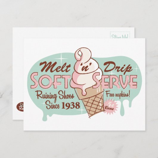 Melt 'n' Tropfen Soft Serve Ice Creme Postkarte (Vorne/Hinten)