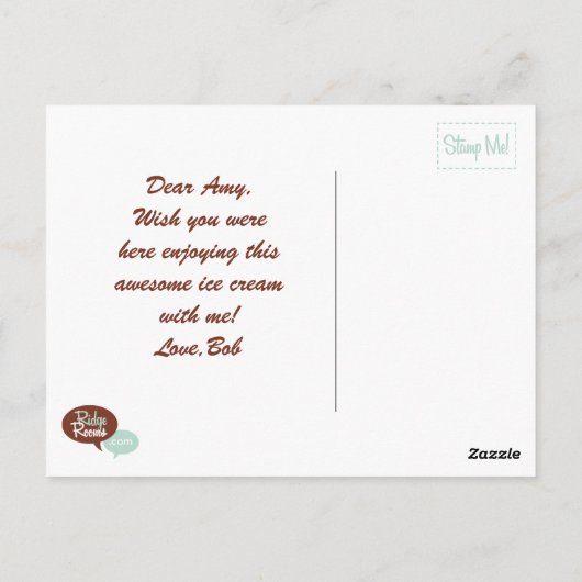 Melt 'n' Tropfen Soft Serve Ice Creme Postkarte (Rückseite)