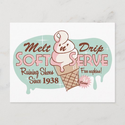 Melt 'n' Tropfen Soft Serve Ice Creme Postkarte (Vorderseite)
