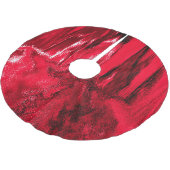 Melted Glitch Red Polyester Weihnachtsbaumdecke (Schrägansicht)