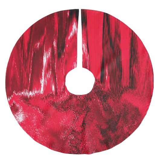 Melted Glitch Red Polyester Weihnachtsbaumdecke (Vorderseite)