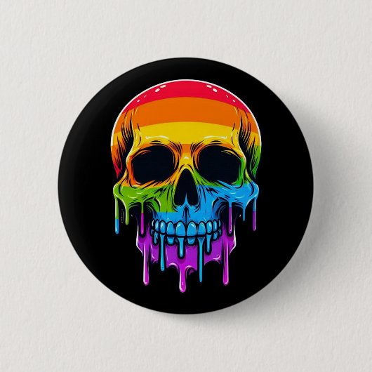 Melthing Rainbow Skull Button (Vorderseite)