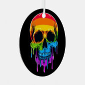 Melthing Rainbow Skull Ornament Aus Metall (Vorderseite Rechts)