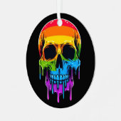 Melthing Rainbow Skull Ornament Aus Metall (Vorderseite links)