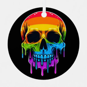 Melthing Rainbow Skull Ornament Aus Metall