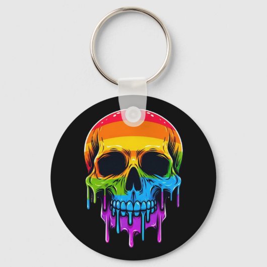 Melthing Rainbow Skull Schlüsselanhänger (Vorderseite)