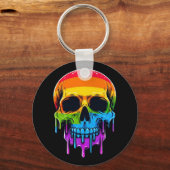 Melthing Rainbow Skull Schlüsselanhänger (Vorderseite)