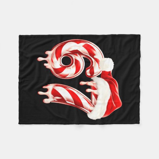 Melting Candy Cane 67 Christmas Design, Santa Hat Fleecedecke (Vorderseite (Horizontal))