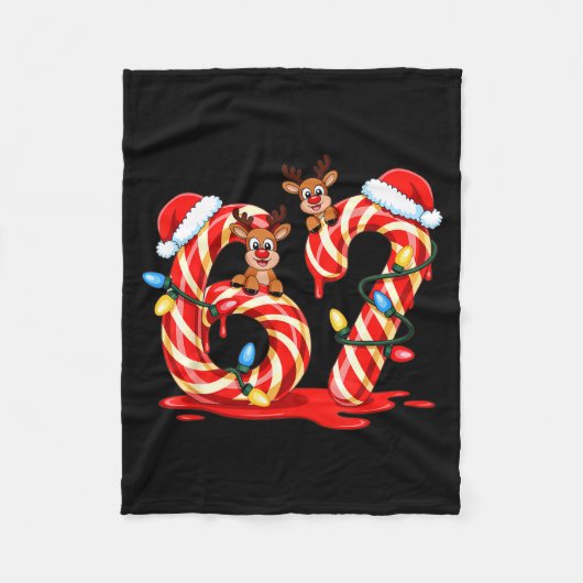 Melting Candy Cane 67 Christmas Design Santa Hat H Fleecedecke (Vorderseite)