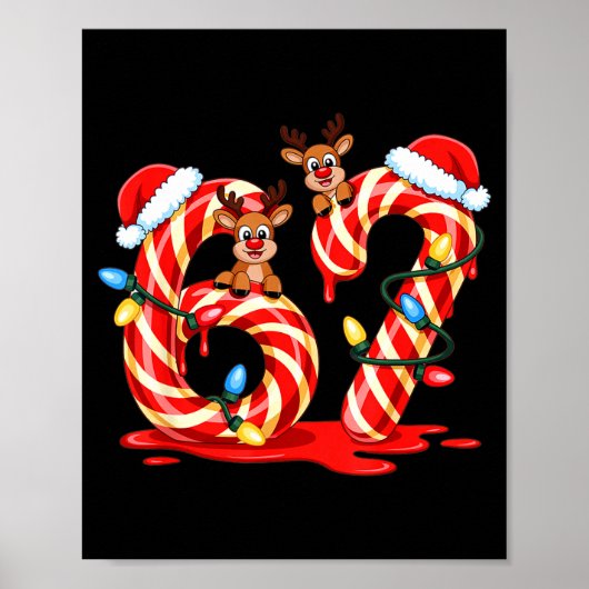 Melting Candy Cane 67 Christmas Design Santa Hat H Poster (Vorne)