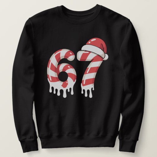 Melting Candy Cane 67 Christmas "Six Seven"  Santa Sweatshirt (Design vorne)
