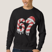 Melting Candy Cane 67 Christmas "Six Seven"  Santa Sweatshirt (Vorderseite)