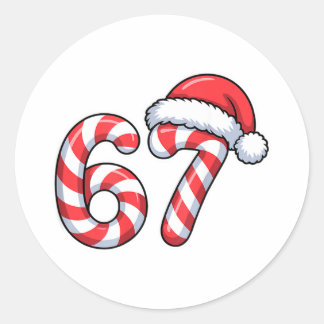 Melting Candy Cane 6 7 Ice Drip Meme 6 7 Costume C Runder Aufkleber