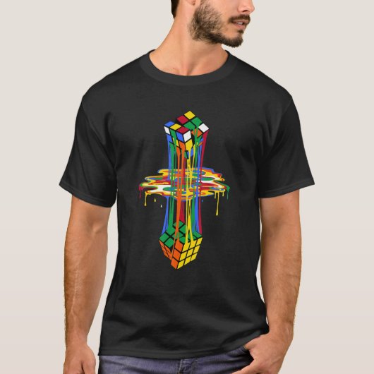 Melting Cube Phantastisch Graphic Funny Retro T-Shirt (Vorderseite)