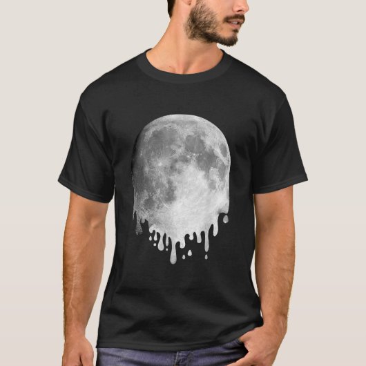MELTING FULL MOON Drippy Space Art  T-Shirt (Vorderseite)