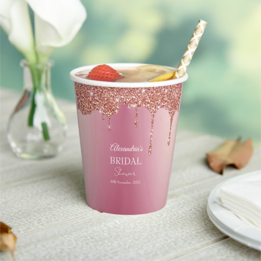 Melting Girly Pink Glitzern Brautparty Pappbecher (In Situ)