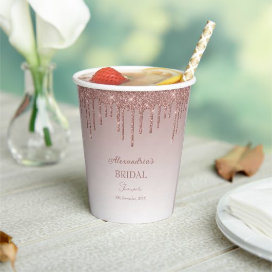 Melting Girly Pink Glitzern Brautparty Pappbecher (In Situ)