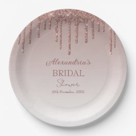 Melting Girly Pink Glitzern Brautparty Pappteller