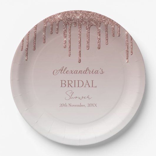 Melting Girly Pink Glitzern Brautparty Pappteller (Vorderseite)