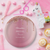 Melting Girly Pink Glitzern Brautparty Pappteller (Party)