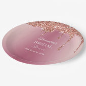 Melting Girly Pink Glitzern Brautparty Pappteller (Schrägansicht)