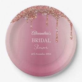Melting Girly Pink Glitzern Brautparty Pappteller