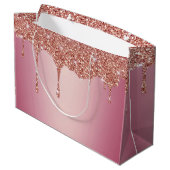 Melting Girly Pink Glitzern Große Geschenktüte (Rückseite Schrägansicht)