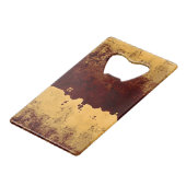 Melting Gold Abstrakt Geldkarten Flaschenöffner (Rückseite Schrägansicht)