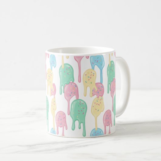Melting Ice Cream and Sprinkles Pattern Kaffeetasse (VorderseiteRechts)