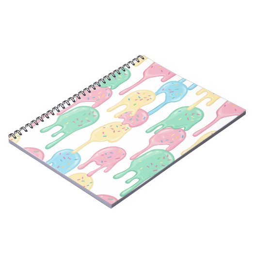 Melting Ice Cream and Sprinkles Pattern Notizblock (Linke Seite)