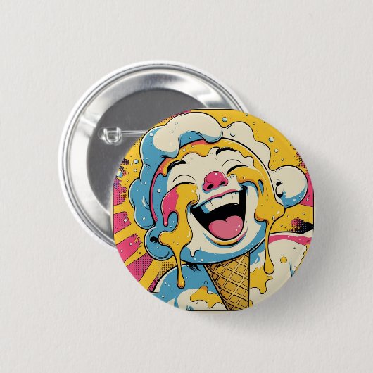 Melting Joy – Ice Cream Pop Art Explosion Button (Vorne & Hinten)
