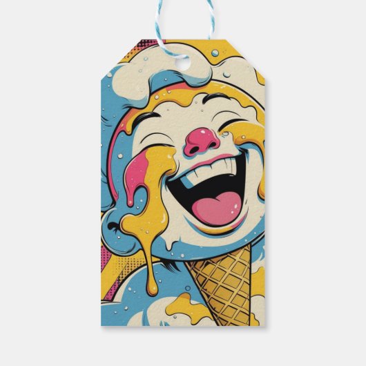 Melting Joy – Ice Cream Pop Art Explosion Geschenkanhänger (Rückseite)