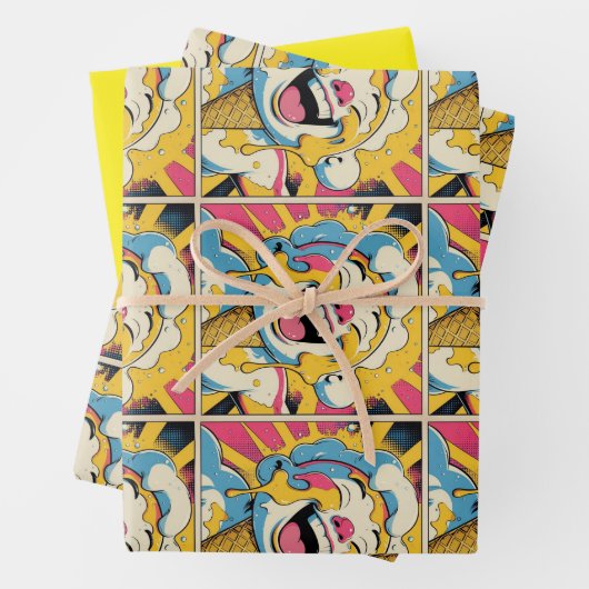 Melting Joy – Ice Cream Pop Art Explosion Geschenkpapier Set (Beispiel)