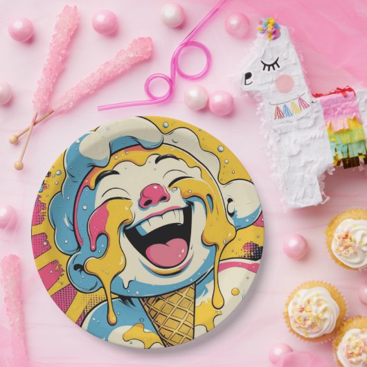 Melting Joy – Ice Cream Pop Art Explosion Pappteller (Party)