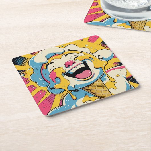 Melting Joy – Ice Cream Pop Art Explosion Rechteckiger Pappuntersetzer (angewinkelt)