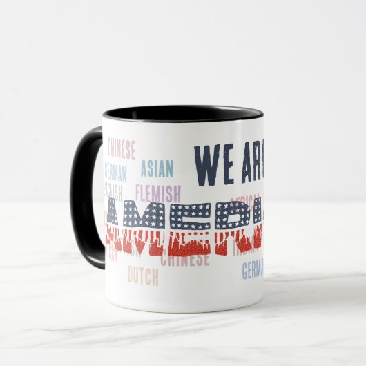 Melting Pot "AMERICAN" mit Flag Schriftart - Einhe Tasse (Vorderseite Links)