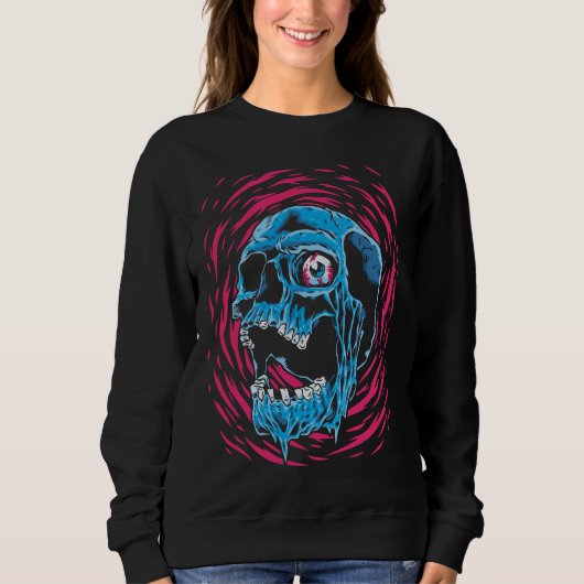 Melting Skull: Psychedelischer Horror Sweatshirt (Vorderseite)