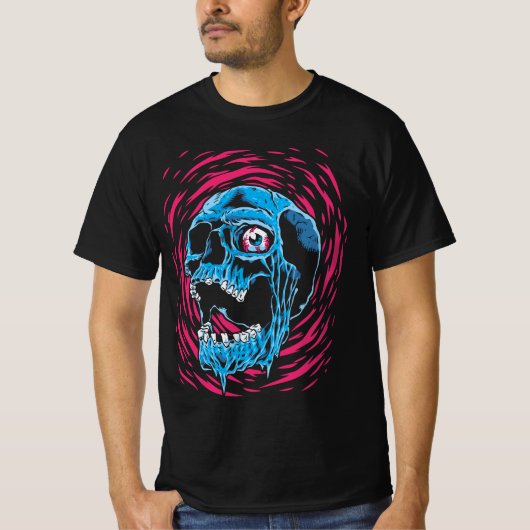 Melting Skull: Psychedelischer Horror T-Shirt (Vorderseite)