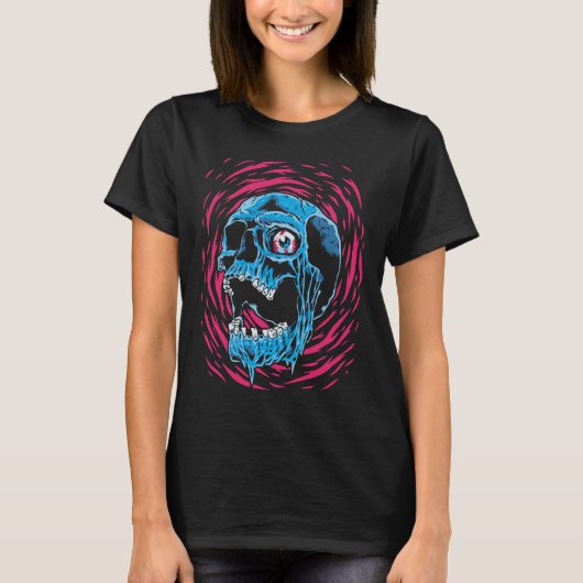 Melting Skull: Psychedelischer Horror T-Shirt (Vorderseite)