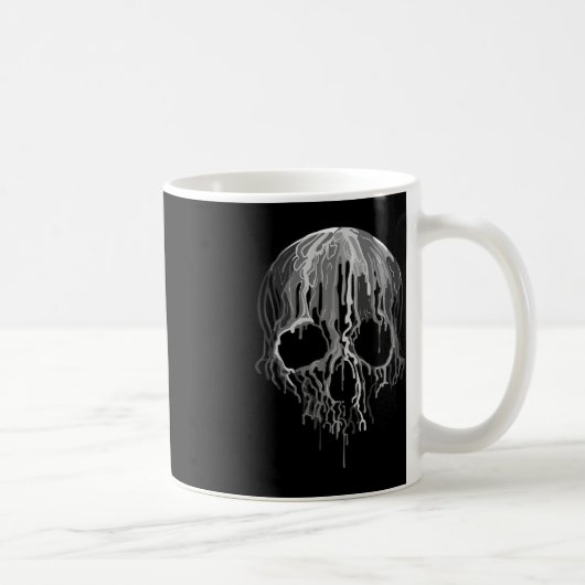 Melting Skull Schwarz-weiß Art Graphic Halloween Kaffeetasse (Rechts)