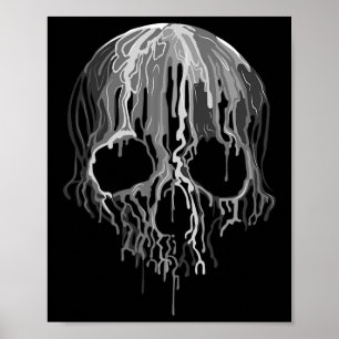 Melting Skull Schwarz-weiß Art Graphic Halloween Poster
