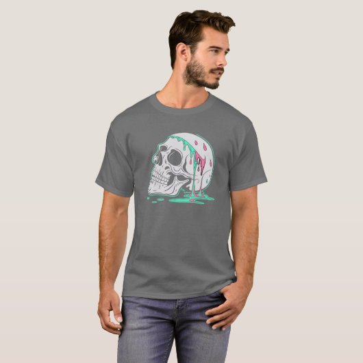 Melting Skull- Unique Art with Vibrant Turquoise T-Shirt (Vorne ganz)