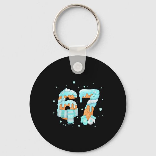 Melting Snow 67 Meme Ice Cream Drip Snowflakes Win Schlüsselanhänger (Vorderseite)