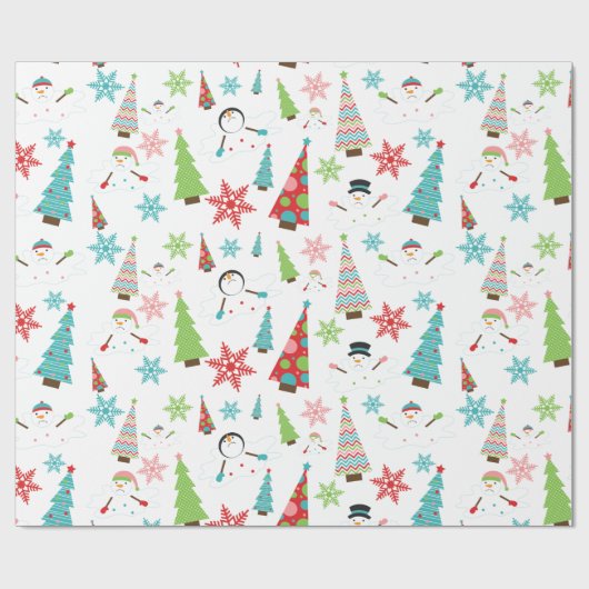 Melting Snowman Funky Christmas Trees Geschenk Wra Geschenkpapier (Flach)