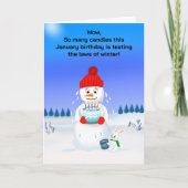 Melting Snowman January Birthday Aquarius  Karte (Vorderseite)