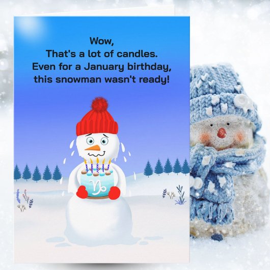 Melting Snowman January Birthday Capricorn  Karte