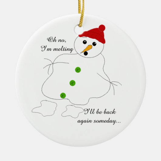 Melting Snowman Keramikornament (Vorne)