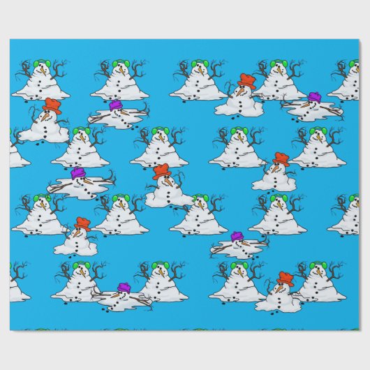 Melting Snowmen Weihnachtsgeschenk Wrap Geschenkpapier (Flach)