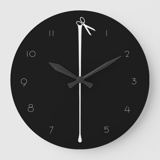MELTPOINT BLACK Hot White Scheren Große Wanduhr (Vorderseite)