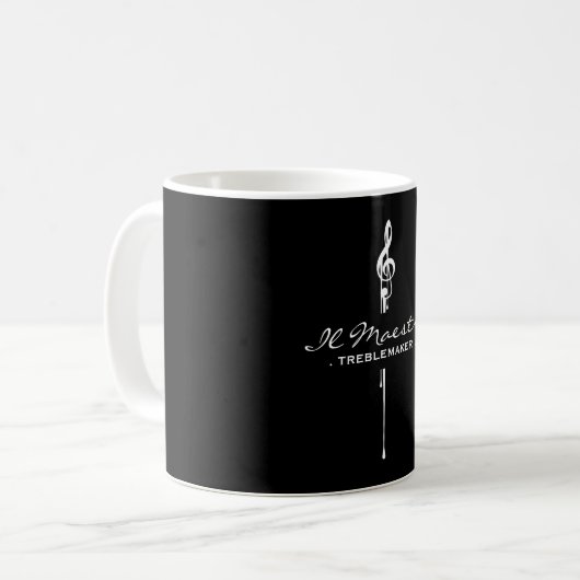 MELTPOINT Schwarz-weiß G-Clef Maestro Treble Maker Kaffeetasse (Vorderseite Links)